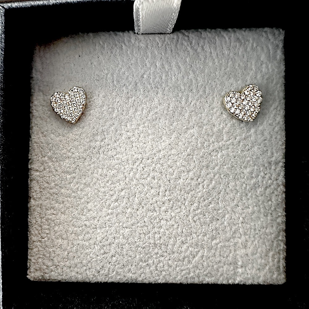 BONY LEVY Diamond/GoldHeart Stud Earrings